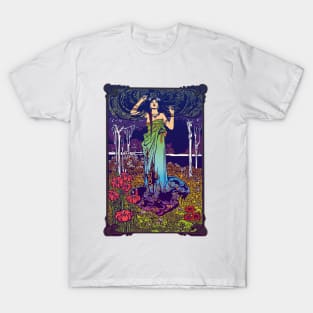 Art Nouveau Lady (green/blue/pink) T-Shirt